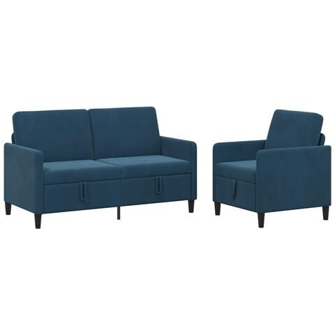 Set di Divani con Storage 2 pz Blu Poliestere - Foto 1