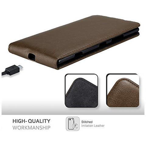 Custodia Compatibile Con Nokia Lumia 1520 In Bruno Caffè - Coperchio Protettivo In Design Flip Con Chiusura Magnetica - Foto 2