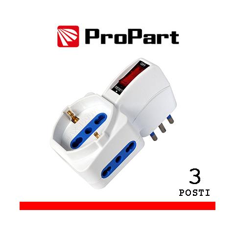 Adattatore 3pos Bipasso / schuko Spina10a Salvaspazio + Inter. - Foto 1