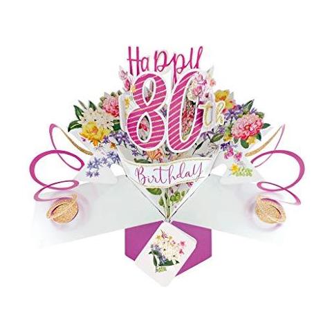 Second Nature Femminile 80th Birthday Pop Up Card Con Fiori - Foto 1