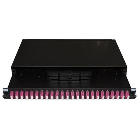 Pannello Fibra Ottica da19" con 24 Adattatori LC Duplex Om4 Profondita 250 mm Colore Nero - Foto 1