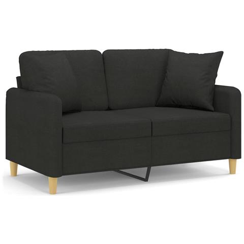 Divano A 2 Posti Con Cuscini Nero 120 Cm In Tessuto - Foto 2