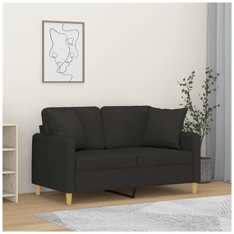 Divano A 2 Posti Con Cuscini Nero 120 Cm In Tessuto - Foto 1