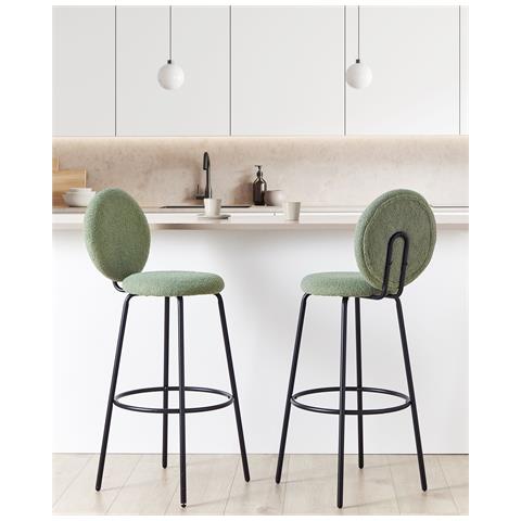 Set Di 2 Sedie Alte Emery Bouclé Verde Chiaro - Foto 1