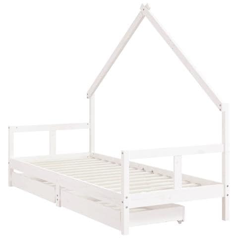 Giroletto Bambini Con Cassetti Bianco 80x200cm Massello Di Pino - Foto 2
