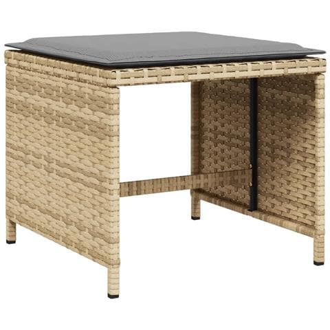 Sgabelli Giardino Cuscini 4pz Beige Misto 40x40x35cm Polyrattan - Foto 3