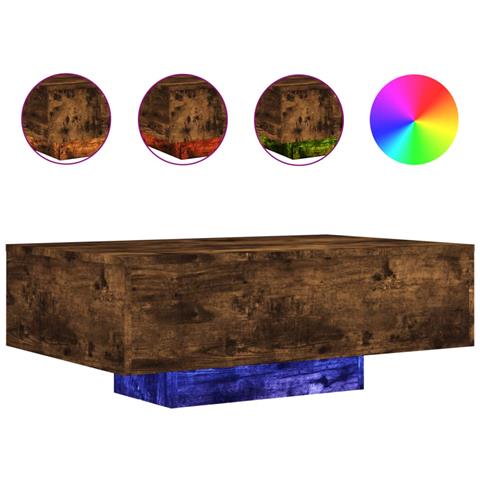Tavolino Da Soggiorno Con Luci Led Rovere Fumo 85x55x31 Cm - Foto 2