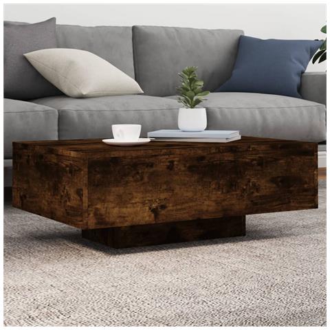 Tavolino Da Soggiorno Con Luci Led Rovere Fumo 85x55x31 Cm - Foto 1