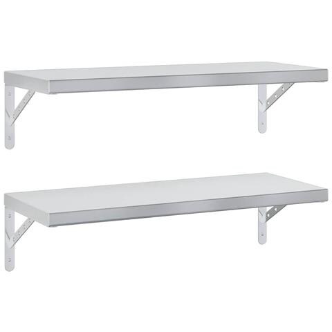 Mensole A Muro 2 Pz 75x30 Cm Argento In Acciaio Inossidabile - Foto 1