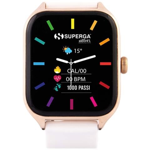 Smartwatch SWT-STC008 Bluetooth Cassa Gold 42 mm in Alluminio con Doppio Cinturino Bianco e Blu - Foto 2
