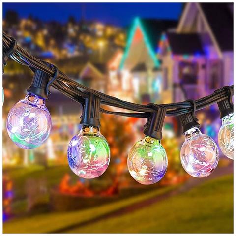 Catena Luminosa Solare Esterno 30 Portalampade 10m Luce Rgb Luci Di Natale - Foto 2