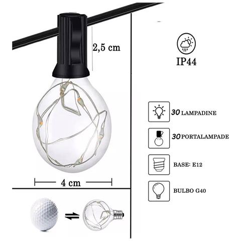 Catena Luminosa Solare Esterno 30 Portalampade 10m Luce Rgb Luci Di Natale - Foto 4