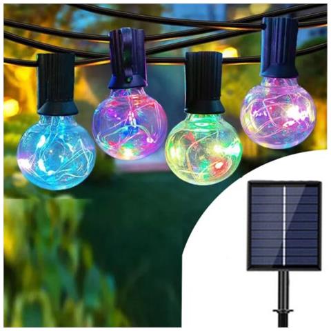 Catena Luminosa Solare Esterno 30 Portalampade 10m Luce Rgb Luci Di Natale - Foto 1