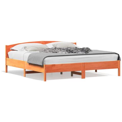 Giroletto Senza Materasso Marrone Cera 200x200 Cm Legno Di Pino - Foto 2
