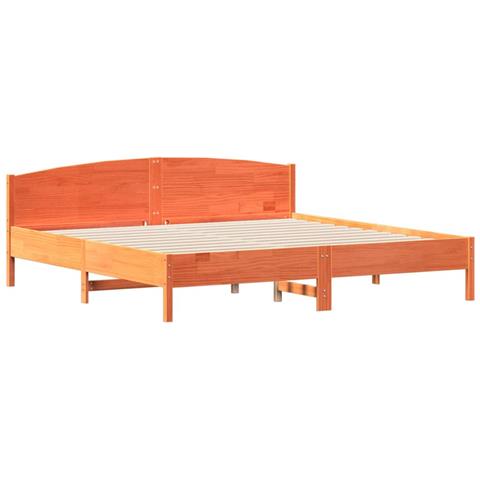 Giroletto Senza Materasso Marrone Cera 200x200 Cm Legno Di Pino - Foto 3