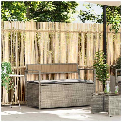 Panca Portaoggetti da Giardino con Cuscino in Polyrattan - Foto 1