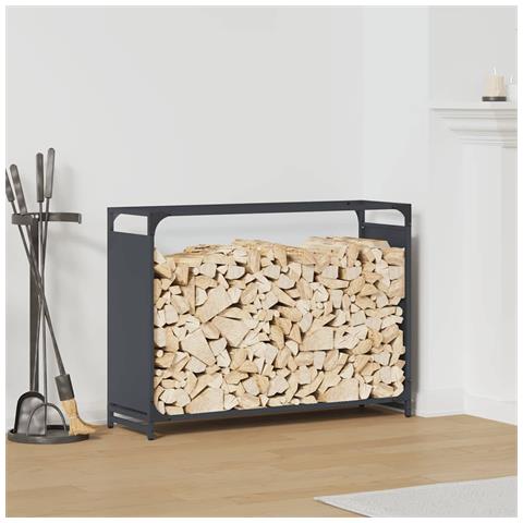 Rastrelliera per Legna da Ardere Antracite 90x28x65 cm - Foto 1