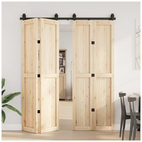 Kit Di Binari Per Porte Scorrevoli 183 Cm Acciaio Nero - Foto 3