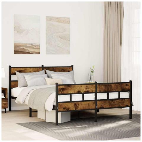 Giroletto Senza Materaso In Metallo Rovere Fumo 140x190 Cm - Foto 1