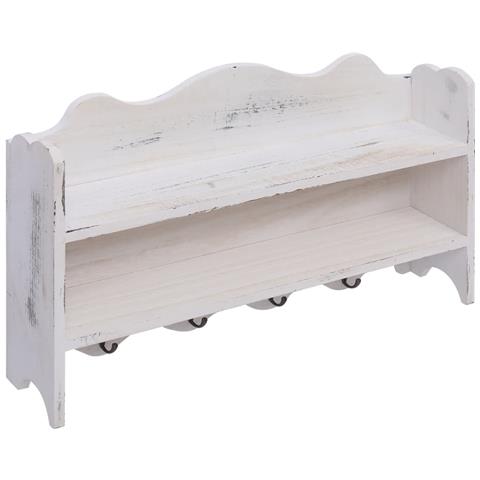 Lusso Casadino -  Appendiabiti A Muro Bianco 50x10x30 Cm In Legno - Foto 1