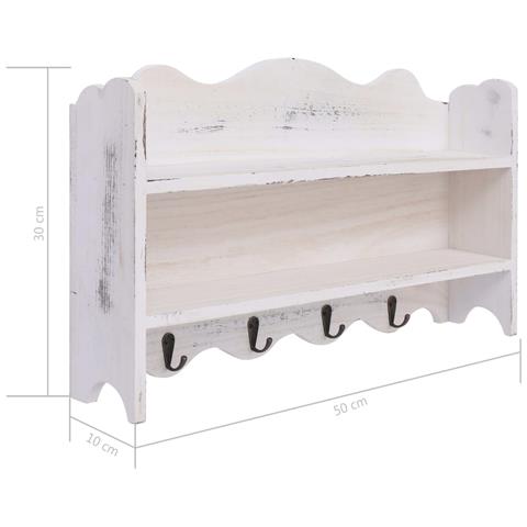 Lusso Casadino -  Appendiabiti A Muro Bianco 50x10x30 Cm In Legno - Foto 7