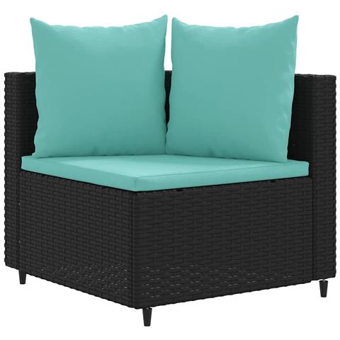 Lusso Casadino -  Set Divani Da Giardino 5 Pz Con Cuscini In Polyrattan Nero - Foto 2