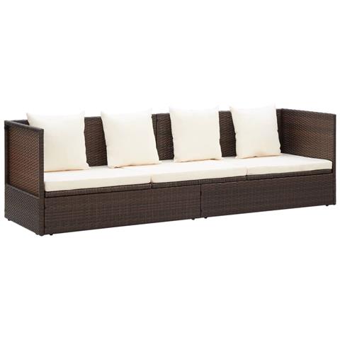 Lusso Casadino -  Lettino Da Giardino Con Cuscini In Polyrattan Marrone - Foto 2