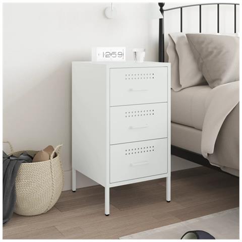 Lusso Casadino -  Comodino Bianco 36x39x68 Cm In Acciaio - Foto 2