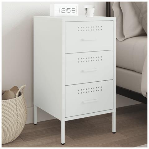 Lusso Casadino -  Comodino Bianco 36x39x68 Cm In Acciaio - Foto 8