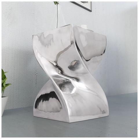 Sgabello /tavolino Forma Attorcigliata In Alluminio Argentato - Foto 1