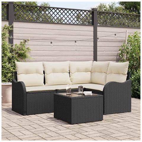 Set di divani da giardino da 4 pezzi con cuscini in rattan polipropilene marrone, Divano da giardino da 2 posti con spazio di stivaggio e cuscini in rattan polipropilene nero - Foto 2