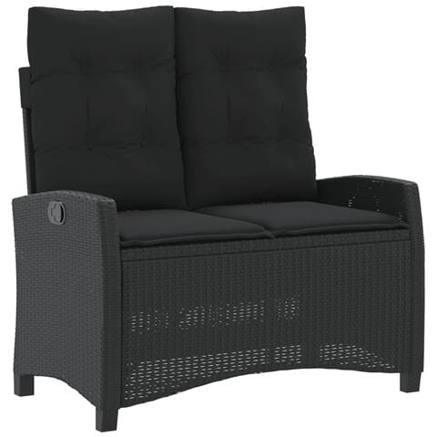 Panca Reclinabile da Giardino con Cuscini Nera in Polyrattan - Foto 1