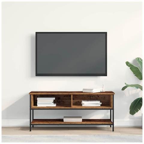 Mobile per TV  in legno vecchio 100x35x45 cm in legno ingegnerizzato e acciaio - Foto 2