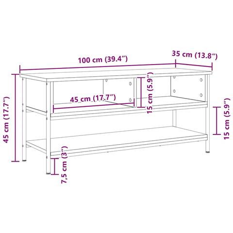 Mobile per TV  in legno vecchio 100x35x45 cm in legno ingegnerizzato e acciaio - Foto 6