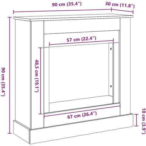 Cornice per Camino Rovere Marrone 90x30x90 cm in Truciolato - Foto 9