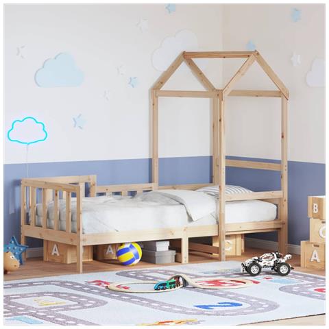 Dormeuse con Tetto 90x200 cm in Legno Massello di Pino - Foto 2