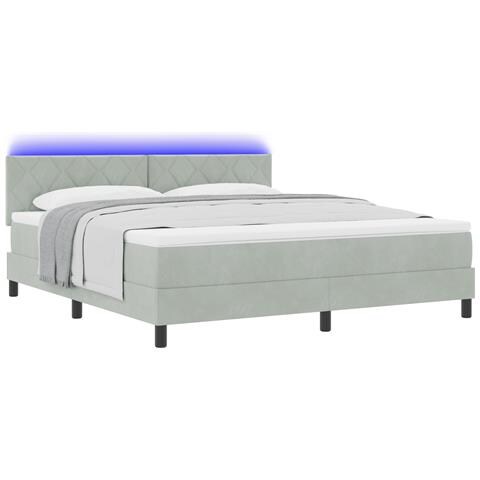 Letto con contenitore  e materasso & luce LED Grigio chiaro 180x200 cm Vellutato - Foto 1
