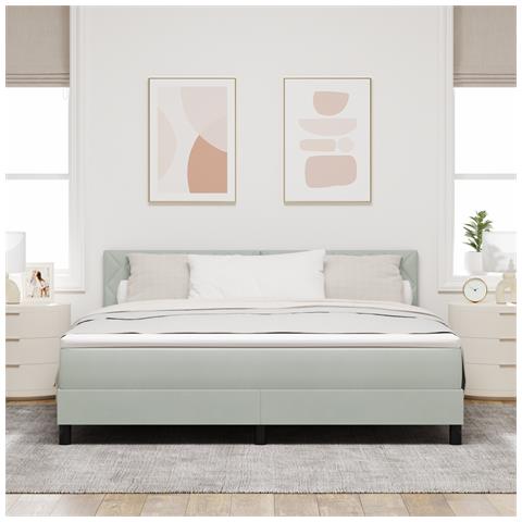 Letto con contenitore  e materasso & luce LED Grigio chiaro 180x200 cm Vellutato - Foto 2