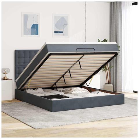 Struttura Letto Pouf con Materassi 200x200 cm Velluto - Foto 2