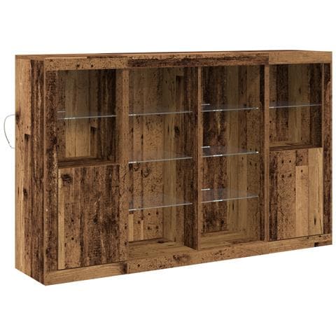 Credenza  con Luci LED Legno Antico 163x37x100 cm Legno Recuperato, Credenza  con Luci LED Legno Antico 41x37x100 cm - Foto 1