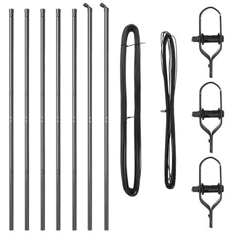 Pali per recinzione 7 pz Grigio Ø32 mm 150 cm Acciaio zincato - Foto 1