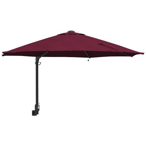 Ombrellone da Giardino Montato a Parete con LED Rosso Bordeaux 248 cm - Foto 1