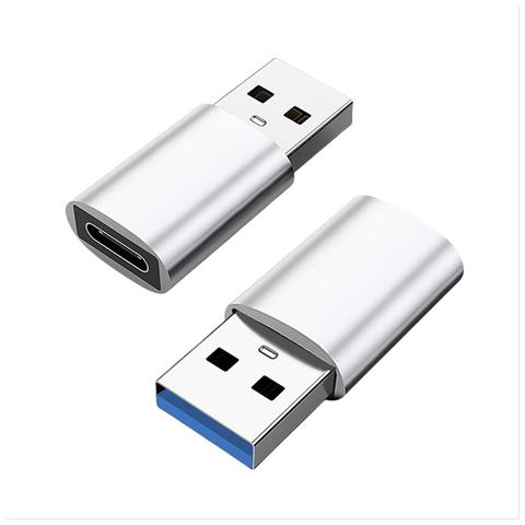 Adattatore Usb 3.0 Maschio A Type-c Femmina Per Trasferimento Dati E Audio Digitale (confezione Da 2) Silver - Foto 1