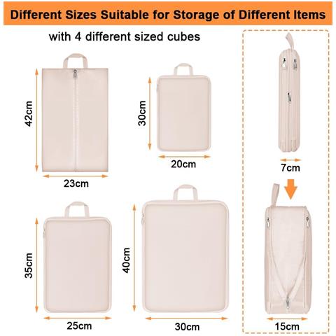 Borse Per Imballaggio Organizer A 4 Scomparti Impermeabile Da Viaggio Beige - Foto 4