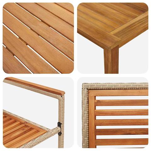 Set da Pranzo per Giardino 5 pcs Beige Poly Rattan - Foto 9