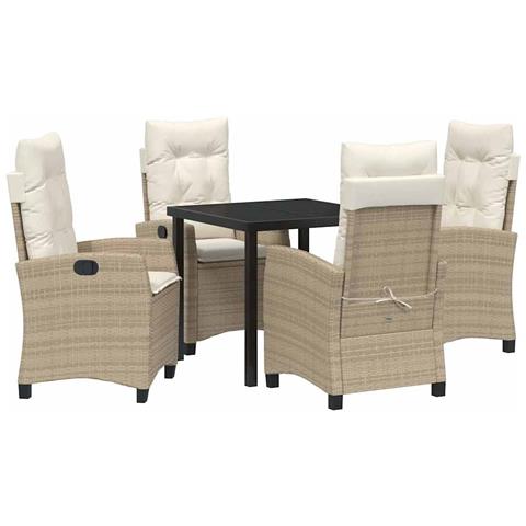 Set da Pranzo per Giardino 5 pcs Beige polyrattan - Foto 1