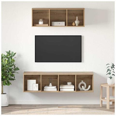 Set di mobili TV 2 pcs rovere artigianale 37 x 37 x 142.5 cm - Foto 2