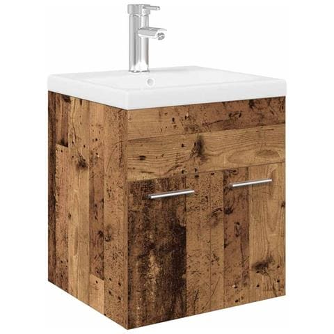 Mobile da Bagno con Lavabo Integrato e Rubinetto Legno Antico - Foto 1