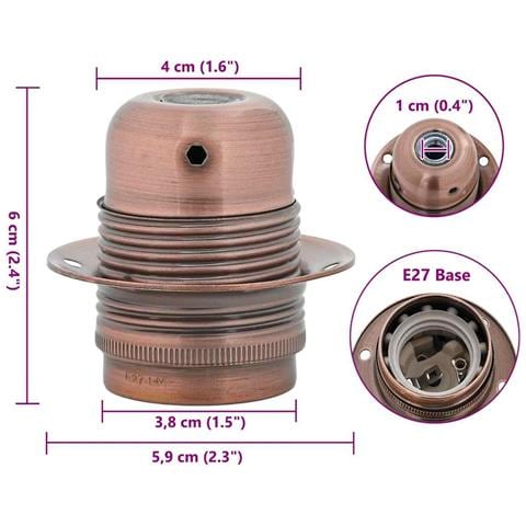 Portalampade 2 pz Rosso Bronzo E27 - Foto 7