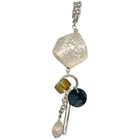 Collana Lunga Meteor Con Ciondolo In Madreperla E Cristallo In Argento 10µ - Foto 2